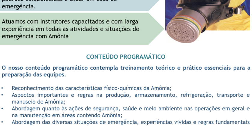 TREINAMENTO:  Segurança, Saúde e Meio Ambiente para a Utilização de Amônia