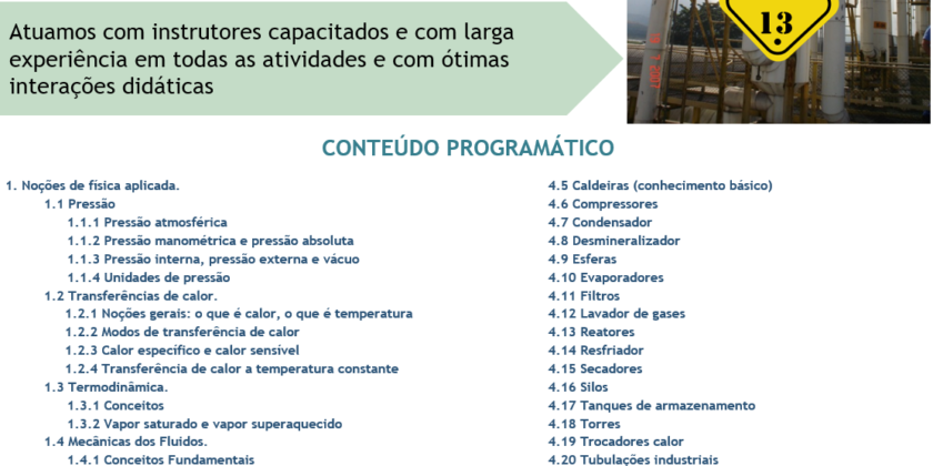 TREINAMENTO:  NR-13 Capacitação de operadores de processo