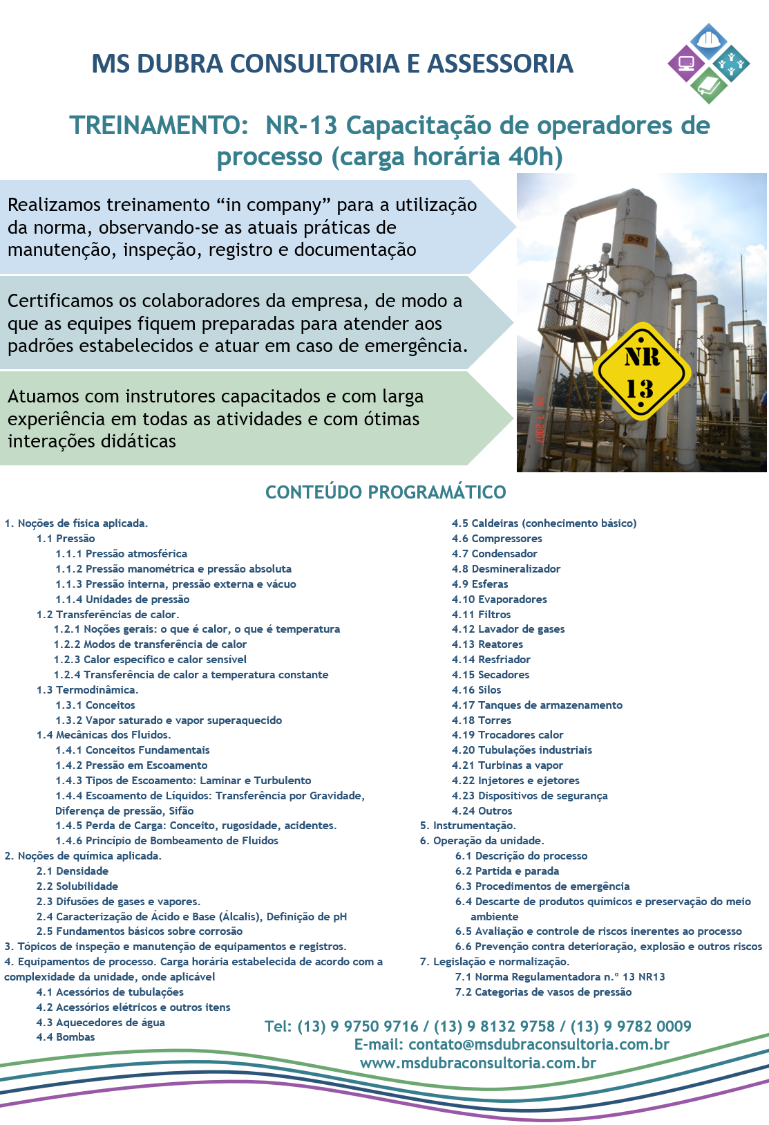 TREINAMENTO:  NR-13 Capacitação de operadores de processo