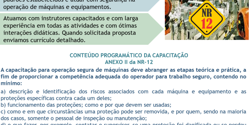 TREINAMENTO: Capacitação na Operação Segura de Máquinas e Equipamentos