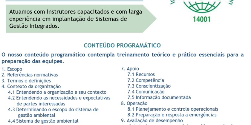 TREINAMENTO:  Interpretação e Formação de Auditores ISO 14001