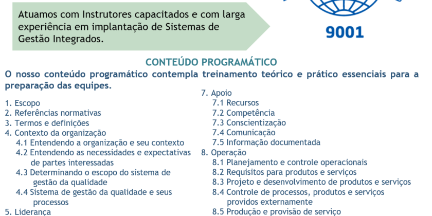 TREINAMENTO:  Interpretação e Formação de Auditores ISO 9001